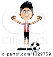 Poster, Art Print Of Cartoon Angry Tall Skinny Hispanic Man Soccer Player