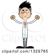 Clipart Of A Cartoon Angry Tall Skinny Hispanic Man Scientist Royalty Free Vector Illustration by Cory Thoman