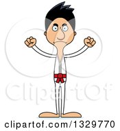 Clipart Of A Cartoon Angry Tall Skinny Hispanic Karate Man Royalty Free Vector Illustration by Cory Thoman