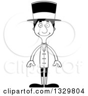 Poster, Art Print Of Cartoon Black And White Happy Tall Skinny Hispanic Man Circus Ringmaster