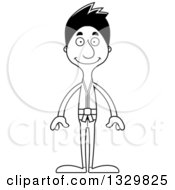 Lineart Clipart Of A Cartoon Black And White Happy Tall Skinny Hispanic Karate Man Royalty Free Outline Vector Illustration