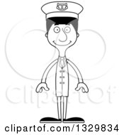Poster, Art Print Of Cartoon Black And White Happy Tall Skinny Hispanic Man Boat Captain