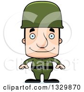 Cartoon Happy Block Headed White Man Soldier