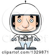 Cartoon Happy Block Headed White Man Astronaut
