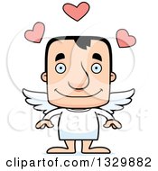 Cartoon Happy Block Headed White Man Cupid