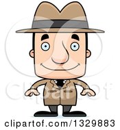 Clipart Of A Cartoon Happy Block Headed White Man Detective Royalty Free Vector Illustration