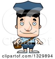 Clipart Of A Cartoon Happy Block Headed White Mail Man Royalty Free Vector Illustration by Cory Thoman