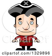 Poster, Art Print Of Cartoon Happy Block Headed White Man Pirate