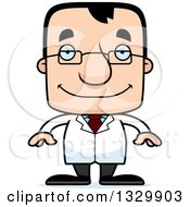 Clipart Of A Cartoon Happy Block Headed White Man Scientist Royalty Free Vector Illustration