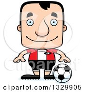 Poster, Art Print Of Cartoon Happy Block Headed White Man Soccer Player