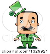 Cartoon Happy Block Headed Hispanic St Patricks Day Man With A Mustache