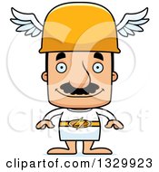 Cartoon Happy Block Headed Hispanic Hermes Man With A Mustache