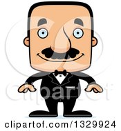 Cartoon Happy Block Headed Hispanic Groom Man With A Mustache