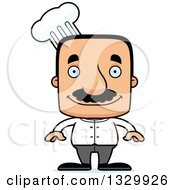 Cartoon Happy Block Headed Hispanic Chef Man With A Mustache