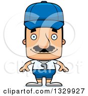 Clipart Of A Cartoon Happy Block Headed Hispanic Sports Coach Man With A Mustache Royalty Free Vector Illustration