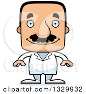 Cartoon Happy Block Headed Hispanic Doctor Man With A Mustache