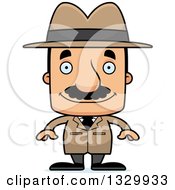 Cartoon Happy Block Headed Hispanic Detective Man With A Mustache
