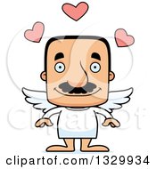 Cartoon Happy Block Headed Hispanic Cupid Man With A Mustache