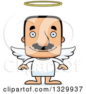 Cartoon Happy Block Headed Hispanic Angel Man With A Mustache