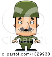 Poster, Art Print Of Cartoon Happy Block Headed Hispanic Soldier Man With A Mustache
