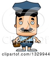 Cartoon Happy Block Headed Hispanic Mail Man With A Mustache