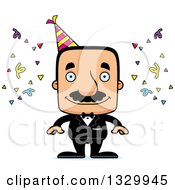 Cartoon Happy Block Headed Hispanic Party Man With A Mustache
