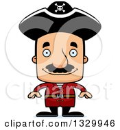 Cartoon Happy Block Headed Hispanic Pirate Man With A Mustache
