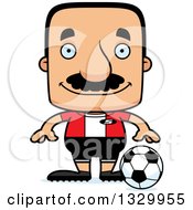Cartoon Happy Block Headed Hispanic Soccer Player Man With A Mustache