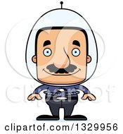 Poster, Art Print Of Cartoon Happy Block Headed Futuristic Hispanic Space Man With A Mustache