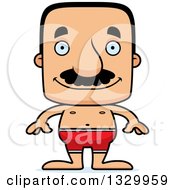 Poster, Art Print Of Cartoon Happy Block Headed Hispanic Swimmer Man With A Mustache