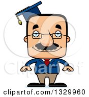 Cartoon Happy Block Headed Hispanic Professor Man With A Mustache