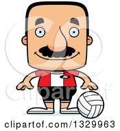 Cartoon Happy Block Headed Hispanic Volleyball Player Man With A Mustache