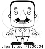 Poster, Art Print Of Cartoon Black And White Happy Block Headed Hispanic Business Man With A Mustache