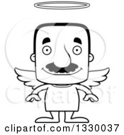 Poster, Art Print Of Cartoon Black And White Happy Block Headed Hispanic Angel Man With A Mustache