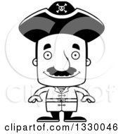 Poster, Art Print Of Cartoon Black And White Happy Block Headed Hispanic Pirate Man With A Mustache