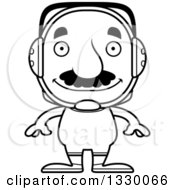 Poster, Art Print Of Cartoon Black And White Happy Block Headed Hispanic Wrestler Man With A Mustache