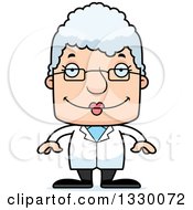 Cartoon Happy Block Headed White Senior Woman Scientist