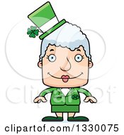 Poster, Art Print Of Cartoon Happy Block Headed White Irish St Patricks Day Senior Woman