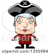 Poster, Art Print Of Cartoon Happy Block Headed White Pirate Senior Woman