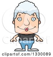 Poster, Art Print Of Cartoon Happy Block Headed White Casual Senior Woman