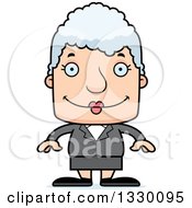 Clipart Of A Cartoon Happy Block Headed White Senior Business Woman Royalty Free Vector Illustration by Cory Thoman