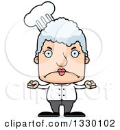 Clipart Of A Cartoon Mad Block Headed White Senior Woman Chef Royalty Free Vector Illustration