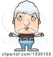 Clipart Of A Cartoon Mad Block Headed White Casual Senior Woman Royalty Free Vector Illustration by Cory Thoman