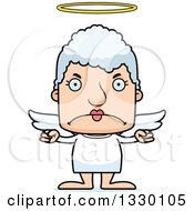 Cartoon Mad Block Headed White Senior Woman Angel