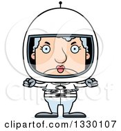 Cartoon Mad Block Headed White Senior Woman Astronaut