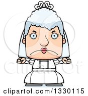 Clipart Of A Cartoon Mad Block Headed White Senior Woman Bride Royalty Free Vector Illustration by Cory Thoman