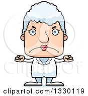 Cartoon Mad Block Headed White Senior Woman Doctor