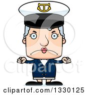 Cartoon Mad Block Headed White Senior Woman Boat Captain