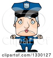 Cartoon Mad Block Headed White Senior Woman Police Officer