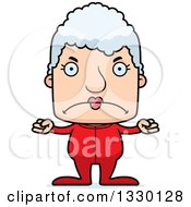 Cartoon Mad Block Headed White Senior Woman In Pjs